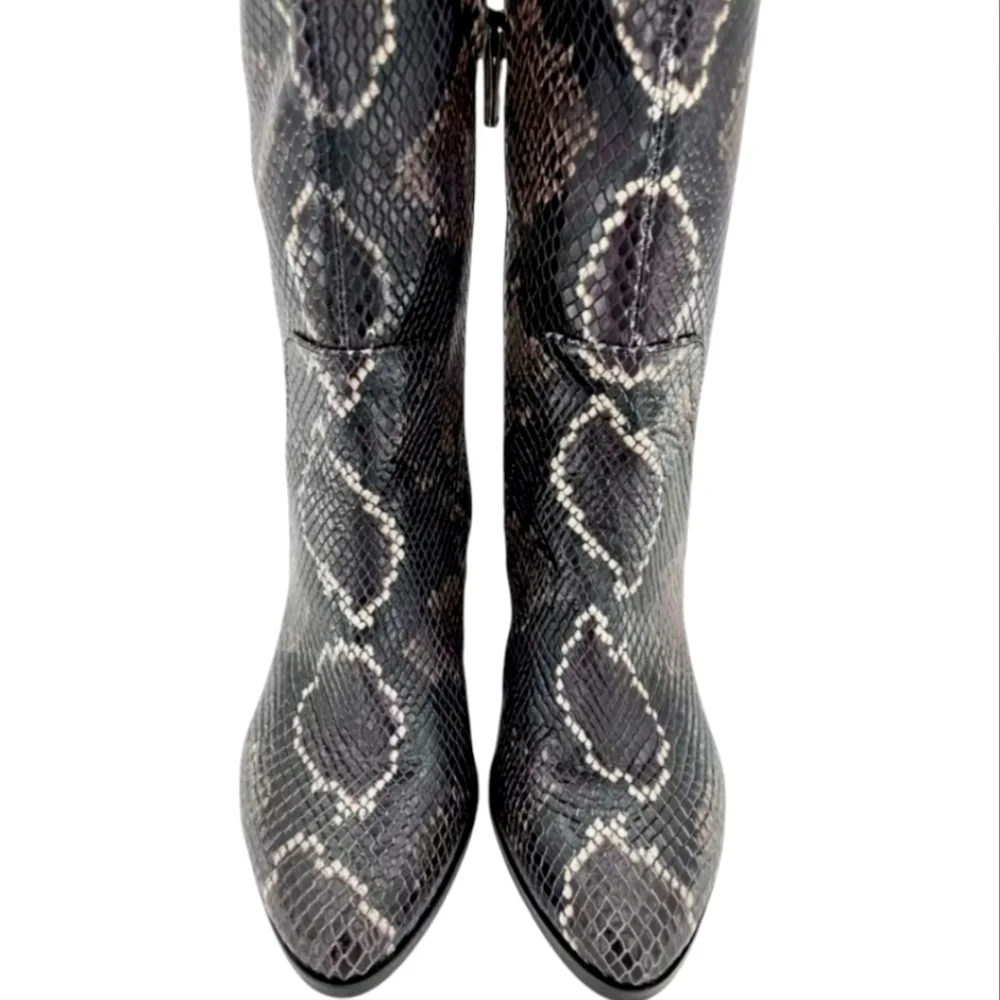 Vince Camuto Nestel Boots Snake Print Block Heel Knee High Boots SZ‎ 5 New